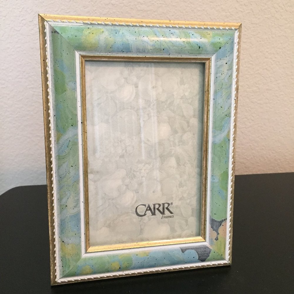 Green, Gold & White Carr Picture Frame – Approximately 3 ¾” x 5 ¾”